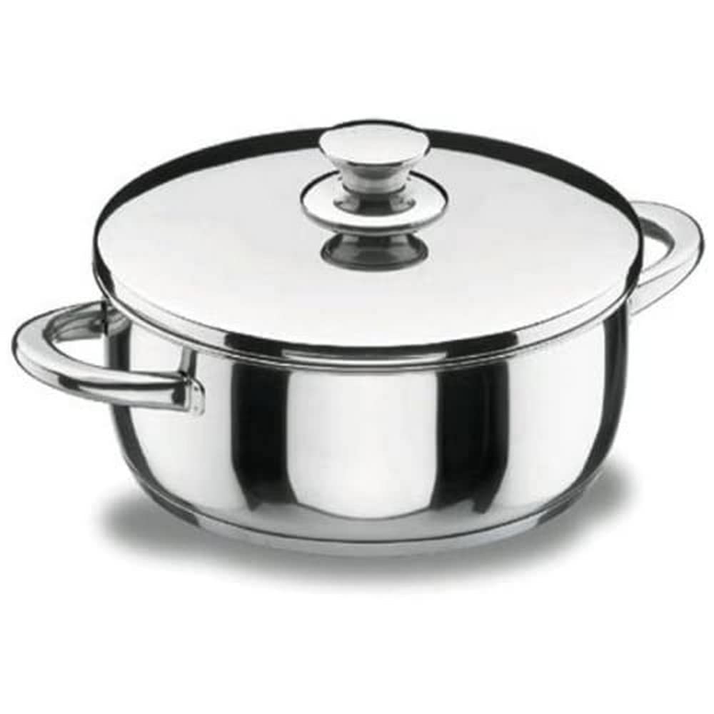 Lacor 40028 Bratentopf mit Deckel 28 cm Vitrocor Silber, 28 cm