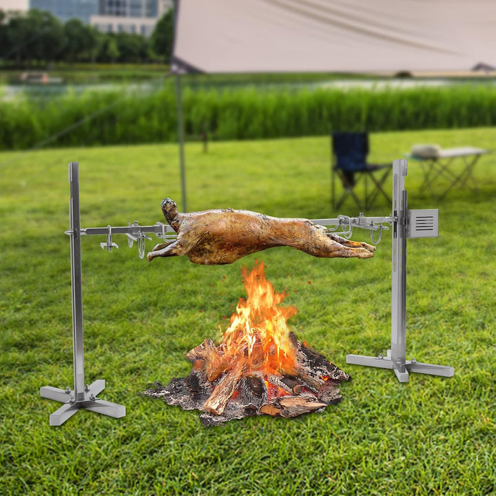 Edelstahl Spanferkelgrill Grillspiess Einstellbare Höhe BBQ Spanferkelgrill mit Rotationssystem, Ele