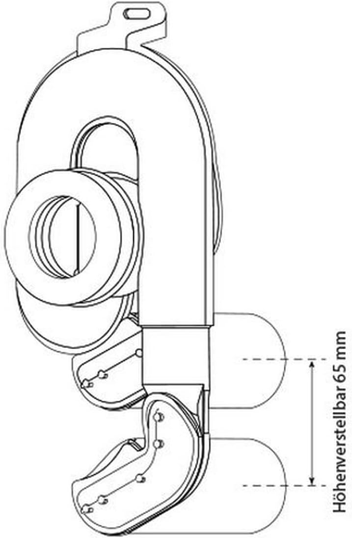 Urinalabsaugesiphon, höhenverstellbar um 65 mm, DN 50, waagerecht