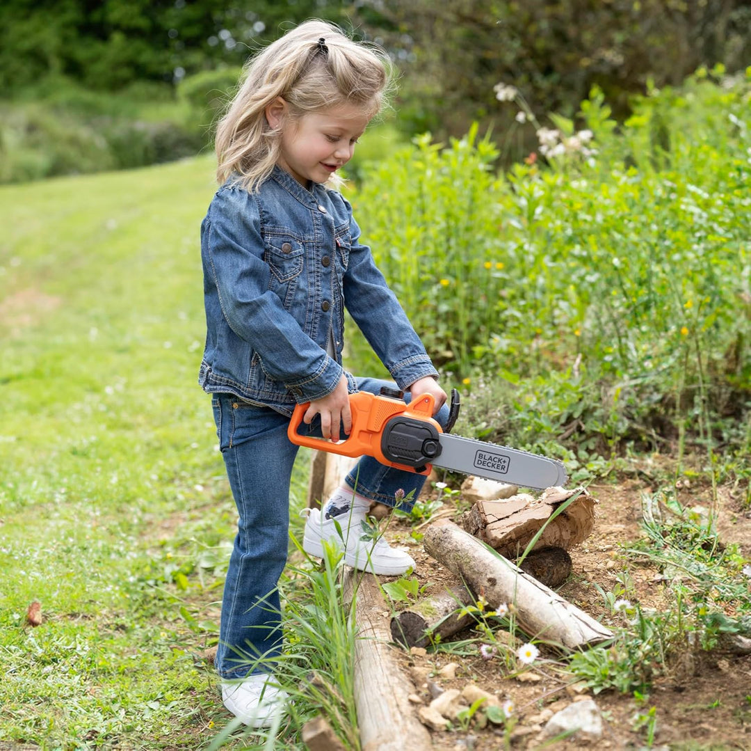 Smoby - Black+Decker Kettensäge für Kinder – Elektronisches Sägegerät mit Licht und Sound – realisti