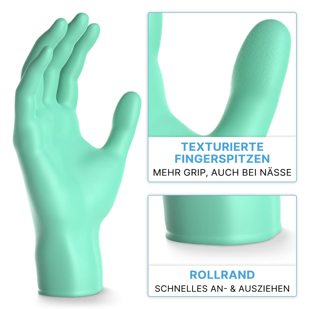 500 Stk (5x100) ARNOMED Einweghandschuhe Grün, Einmalhandschuhe XL, Nitril Handschuhe Einweg, Nitril