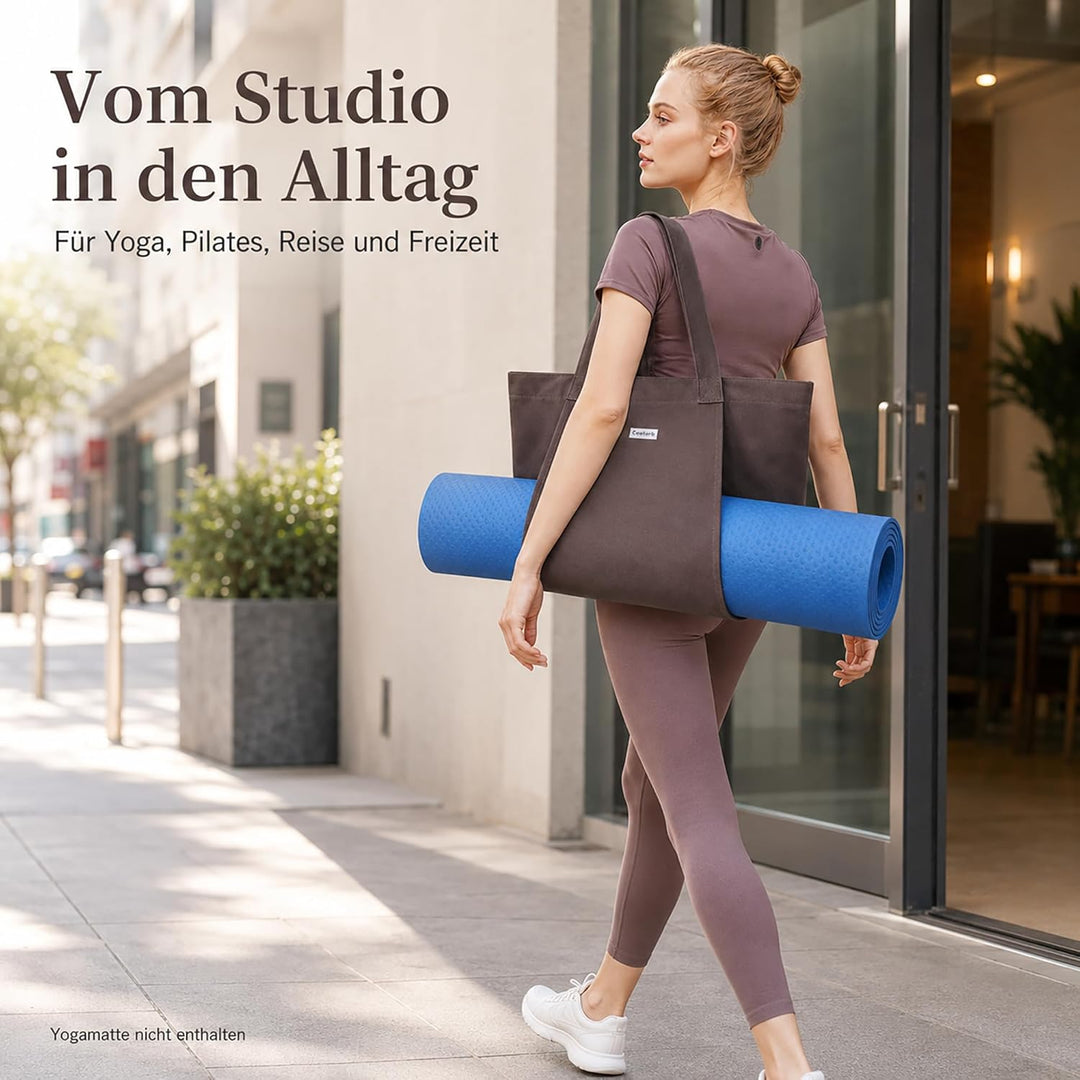 Yogatasche Damen mit Nassfach, Flaschenhalter und Durchgehendem Reissverschluss,Matte Einfach Heraus