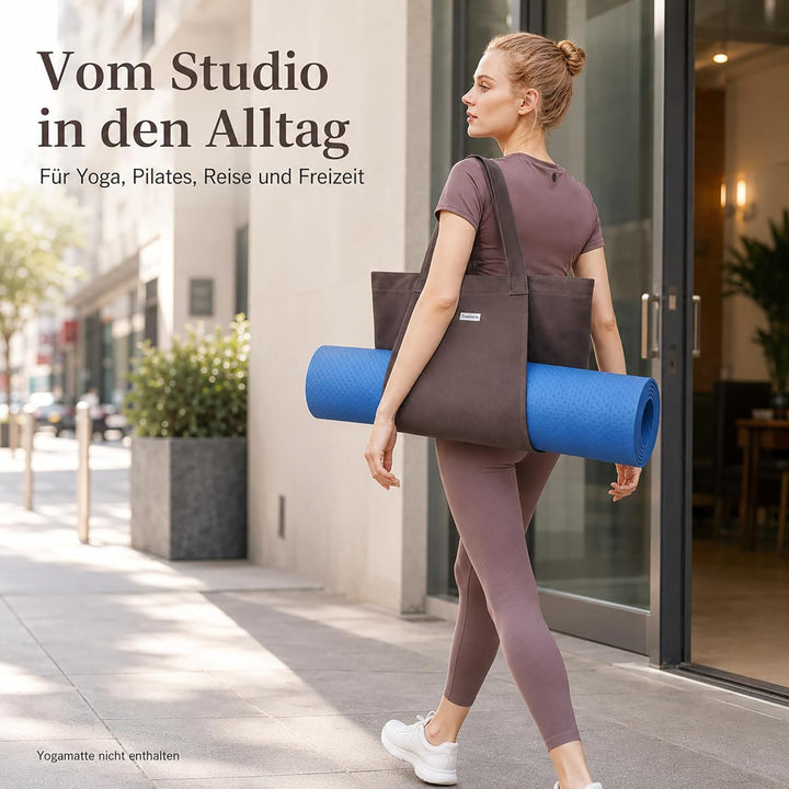 Yogatasche Damen mit Nassfach, Flaschenhalter und Durchgehendem Reissverschluss,Matte Einfach Heraus