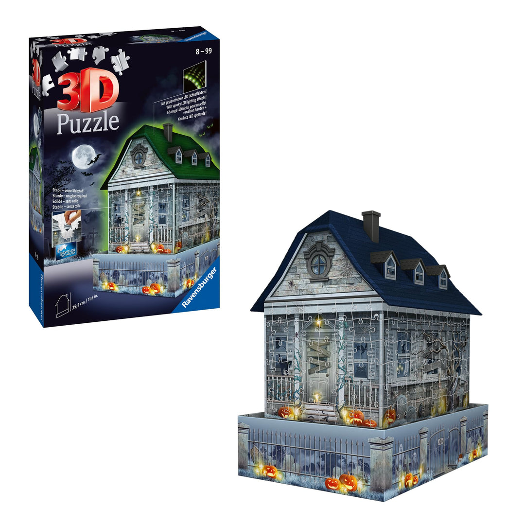 Ravensburger 3D Puzzle Gruselhaus bei Nacht 11254 - 216 Teile - für Halloween Fans ab 8 Jahren