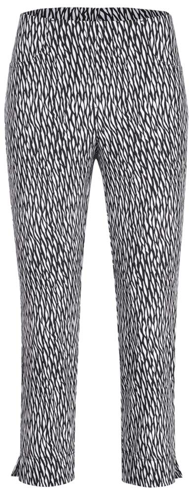Stehmann-Loli-602, Schmale Pull-On Jacquardcaprihose mit Schlitz an der Seitennaht 46 Schwarz, 46 Sc