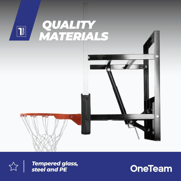 OneTeam Basketball Backboard Grösse 180 x 105 cm Farbe Schwarz Höhenverstellbares Backboard mit Nylo