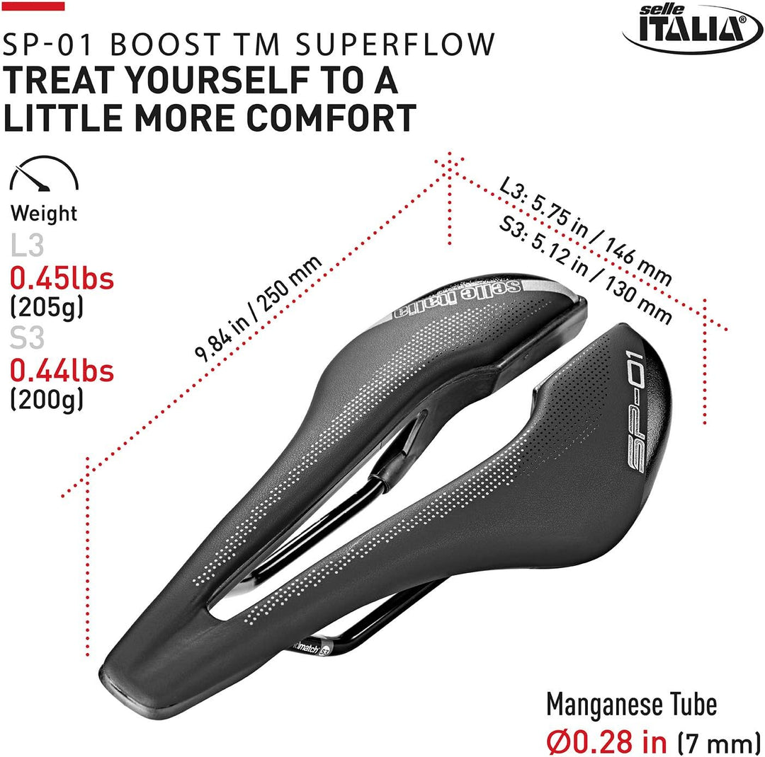 Selle Italia Unisex – Erwachsene Sp01 Boost Tm Superflow Sattel S Schwarz, S Schwarz