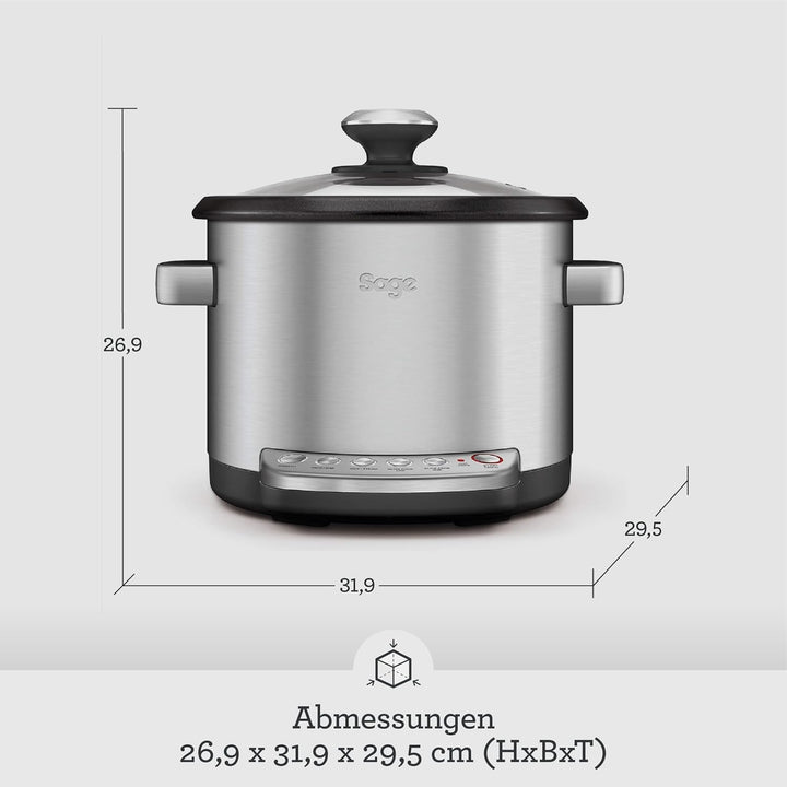 Sage - The Risotto Plus - Multikocher mit Rührfunktion für Risotto - 3,7 L Reiskocher, Dampfgarer, S