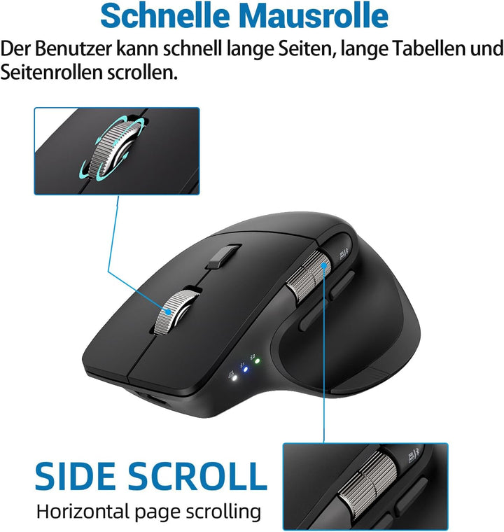 INFINMIND L551 Pro+ Kabellose Maus, programmierbare Bluetooth-Maus, geräuschlose Mehrgeräte-Design m