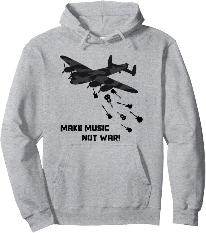 Make Music Not War Flugzeug Gitarren Liebe Frieden Pacifist Pullover Hoodie