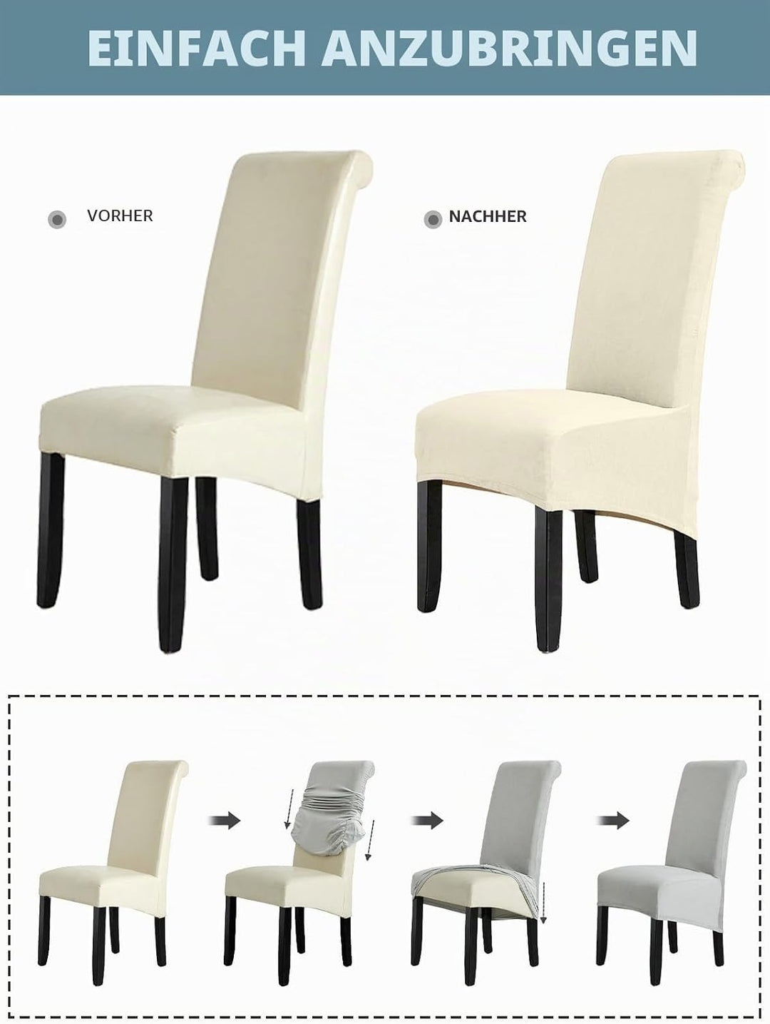 LANSHENG Stuhlhussen, Stuhlhussen 2er Set, Stuhlhussen Hochlehner, Elastizität Samt Esszimmer Stuhlh