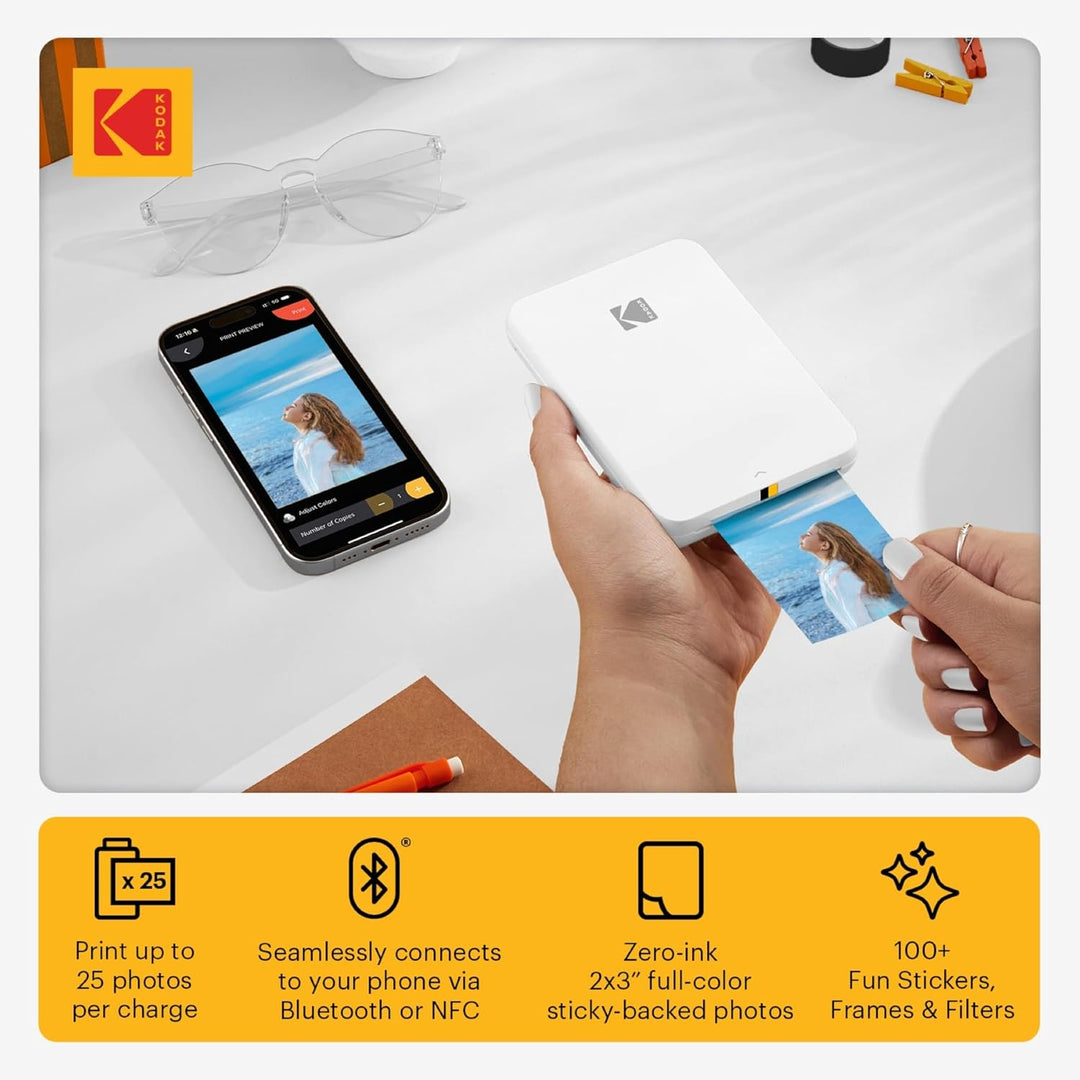 KODAK Step Slim Sofort-Smartphone-Fotodrucker - Tragbarer schlanker Farb-Mobilfotodrucker - Zink 2x3
