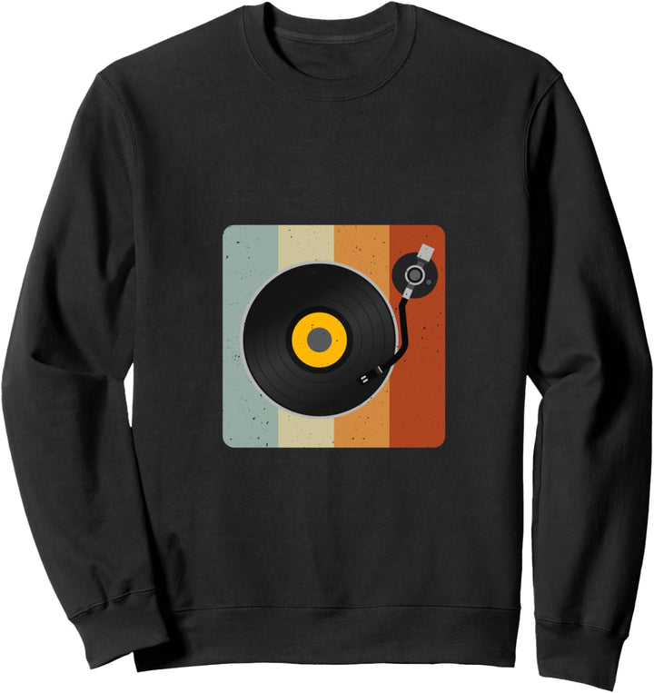 Vinyl Junkie Geschenk - Retro Schallplatte DJ Sweatshirt