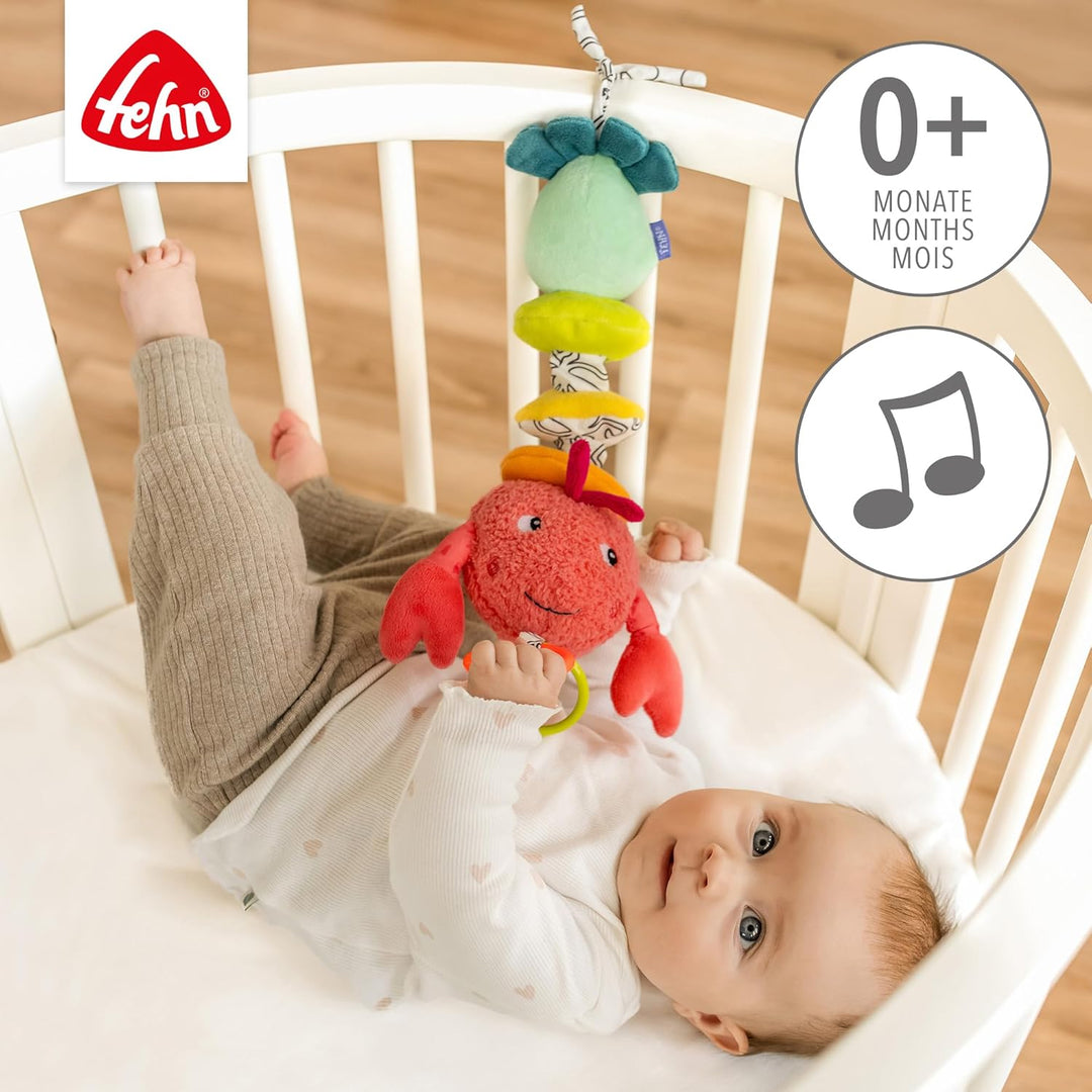 Fehn Spieluhr Hummer – Kuscheltier &amp; Einschlafhilfe: Aufzieh-Spieluhr mit sanfter Melodie Brahms Wie