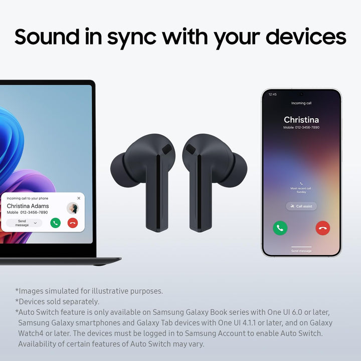 Samsung Galaxy Buds3 FE (2025, CAD-Version und Garantie) – Grau, Bluetooth-Ohrhörer mit KI-Echtzeit-