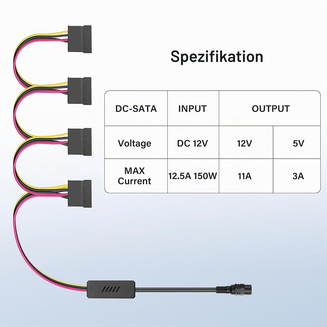 SinLoon DC5525 auf SATA-IDE-Festplatten-Netzteilkabel, DC 5,5 x 2,5 mm Buchse auf SATA-Buchse, Verlä