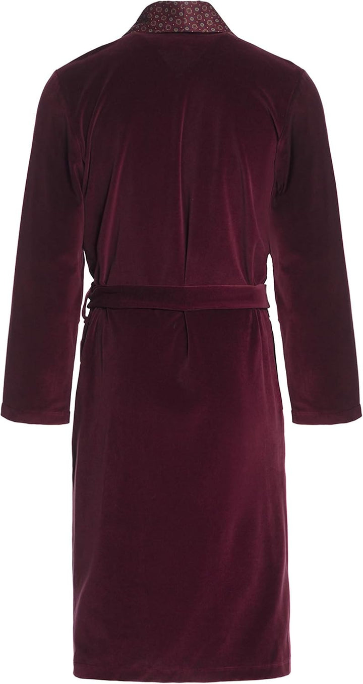Revise Joel RE-101 Herren Bademantel aus Velours - lang und elegant, S Burgund Rot