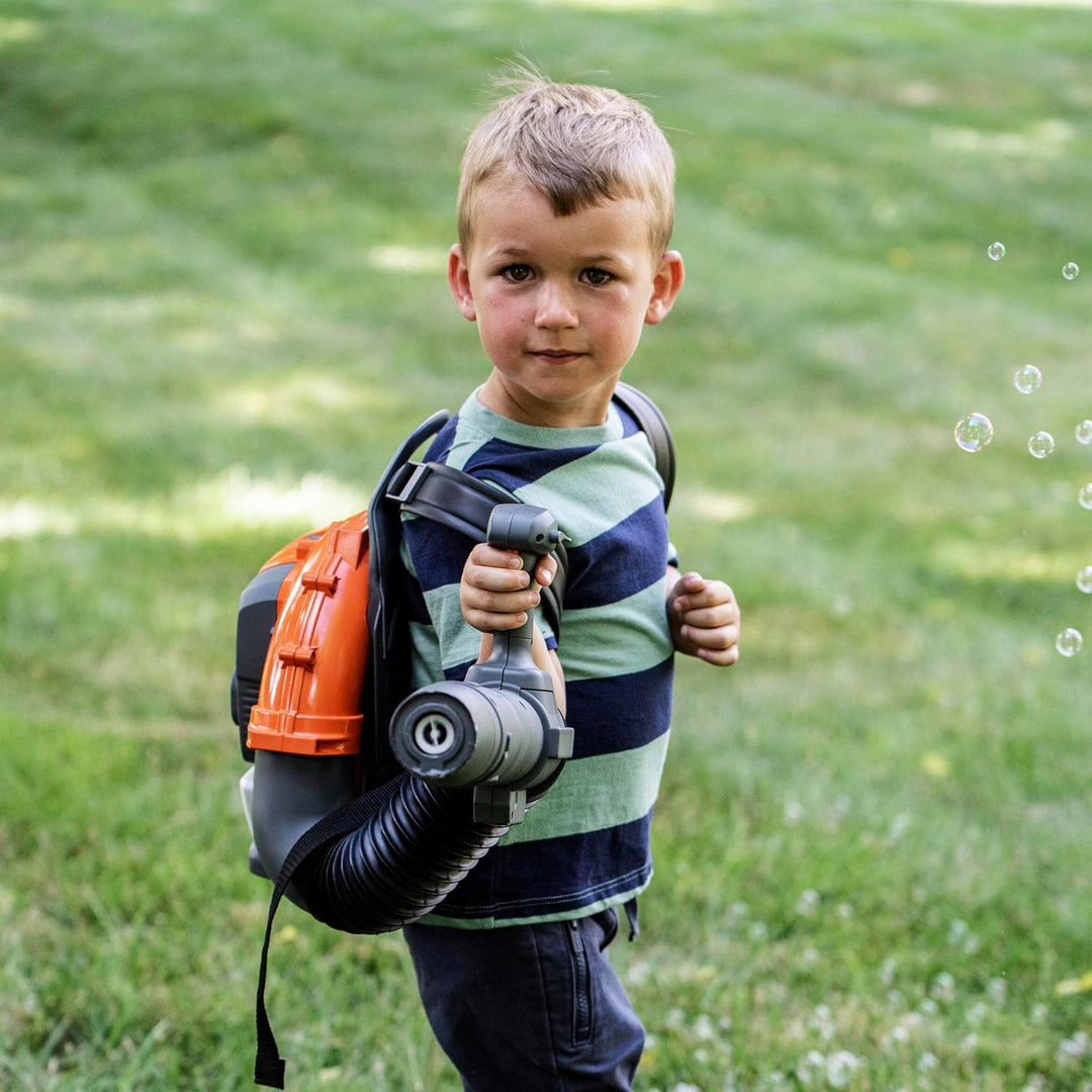 Husqvarna Spielzeug Seifenblasen-Blasgerät 345BT – Rucksack-Seifenblasenmaschine mit realistischem B