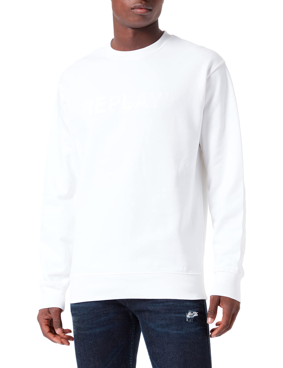 Replay Herren Sweatshirt Second Life aus 100% Baumwolle, 3XL Chalk 801