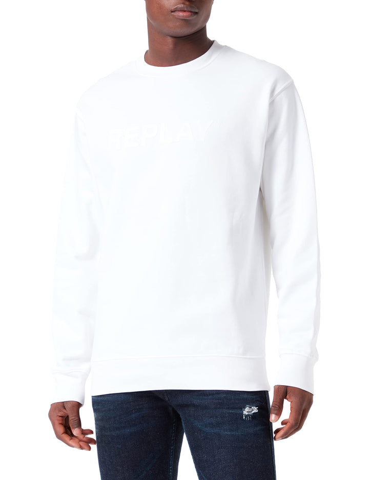 Replay Herren Sweatshirt Second Life aus 100% Baumwolle, 3XL Chalk 801