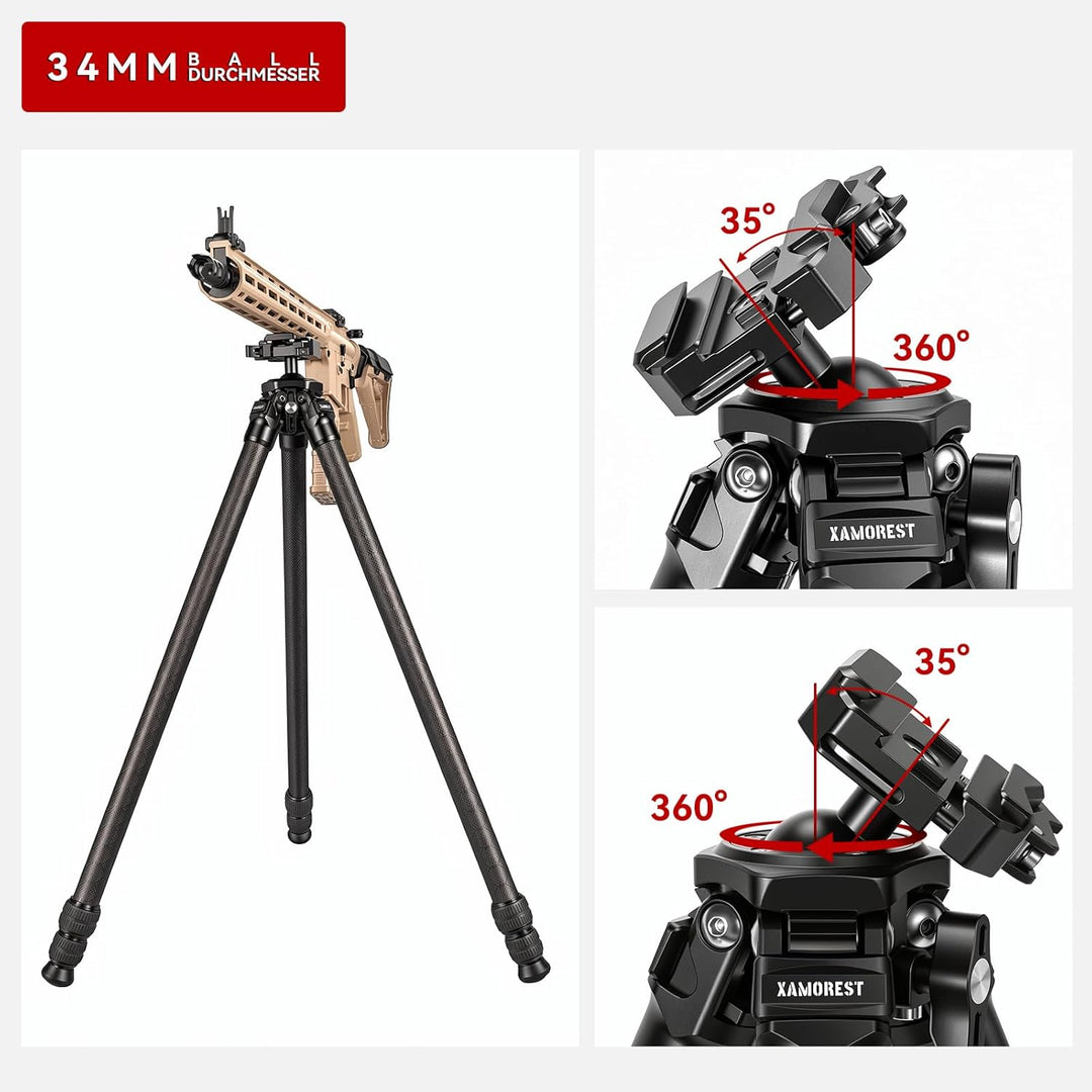 C283C Kompaktes Stativ aus Kohlefaser, 28 cm Rohrdurchmesser Jagdstativ, Picatinny- und Arca-Swiss-K