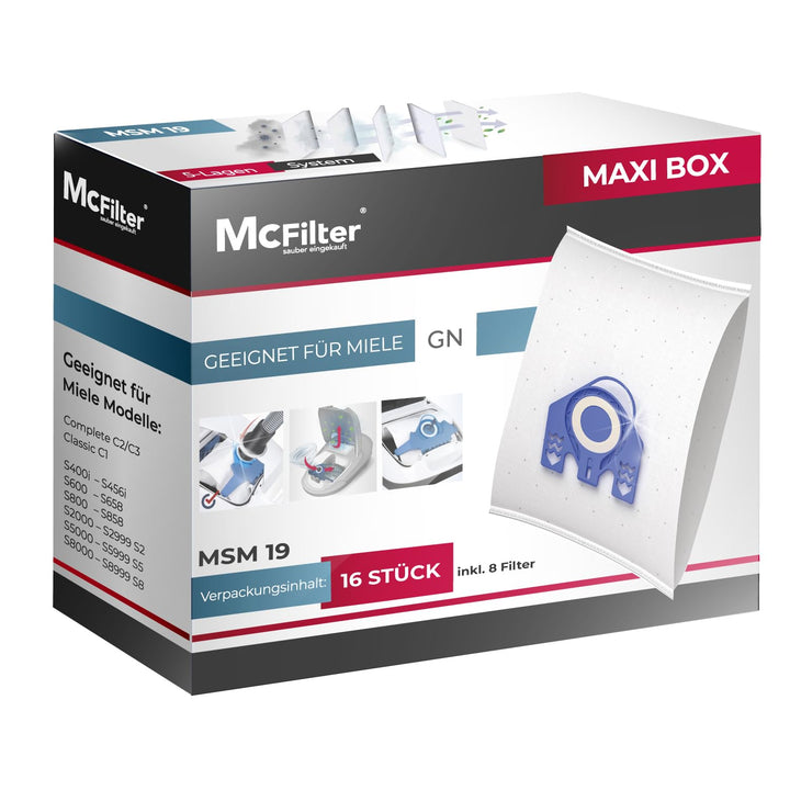 McFilter | 16 Staubsaugerbeutel geeignet für Miele Staubsauger GN 3D Efficiency | Staubbeutel inkl.