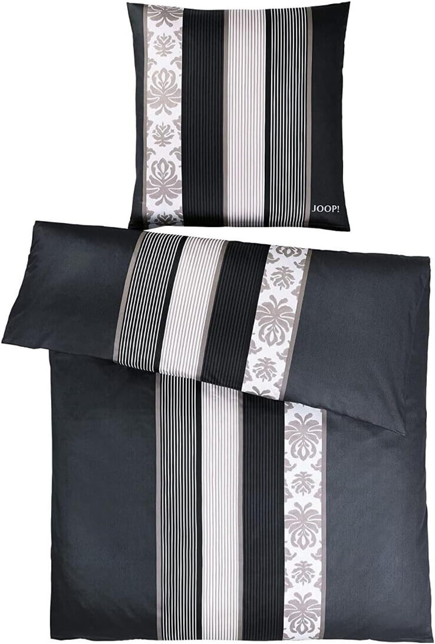 elegante JOOP! Mako-Satin Cornflower Bettwäsche schwarz 80/80 155/220 155x220 cm + 80x80 cm Schwarz