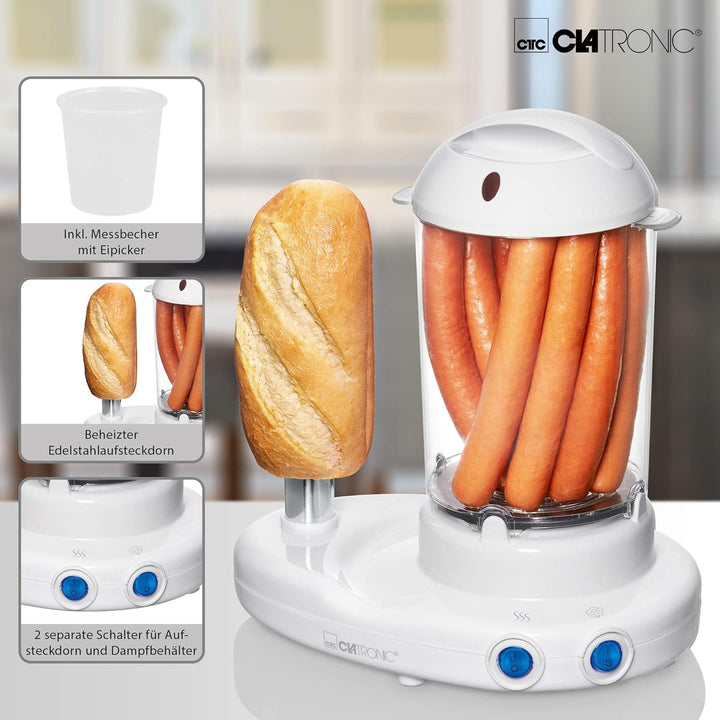 Clatronic HDM 3420 Hot-Dog-Maker inklusiv Eierkocher, weiss 251136 &amp; Bestron Kontaktgrill mit Auffan