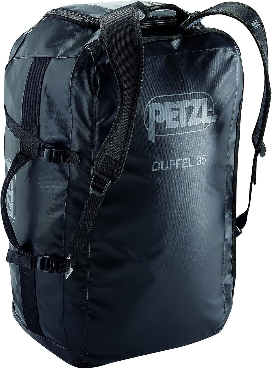 Petzl Duffel 85 Mittelgrosse Transporttasche aus TPU Plane und Polypropylen in der Farbe Schwarz 85