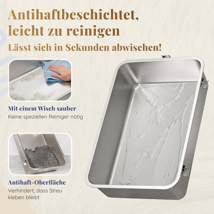 Katzenklo Edelstahl XXL – Leicht zu Reinigen, Geruchsresistent – Katzentoilette Edelstahl mit hohem