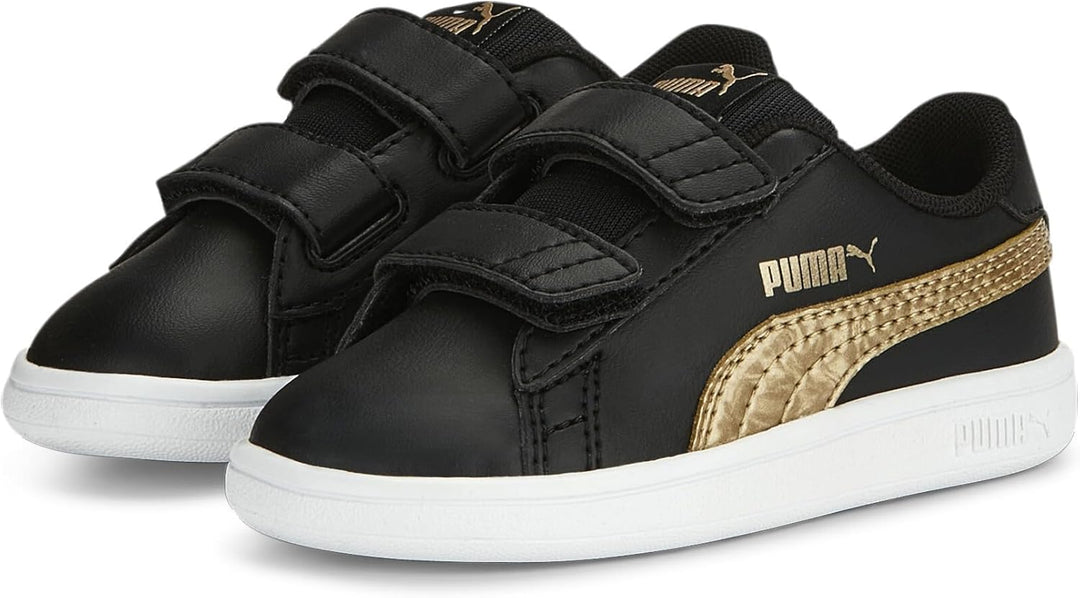 PUMA Unisex Baby Smash V2 Metallics V Inf Sneaker 20 EU Puma Black Puma Gold Puma White, 20 EU Puma
