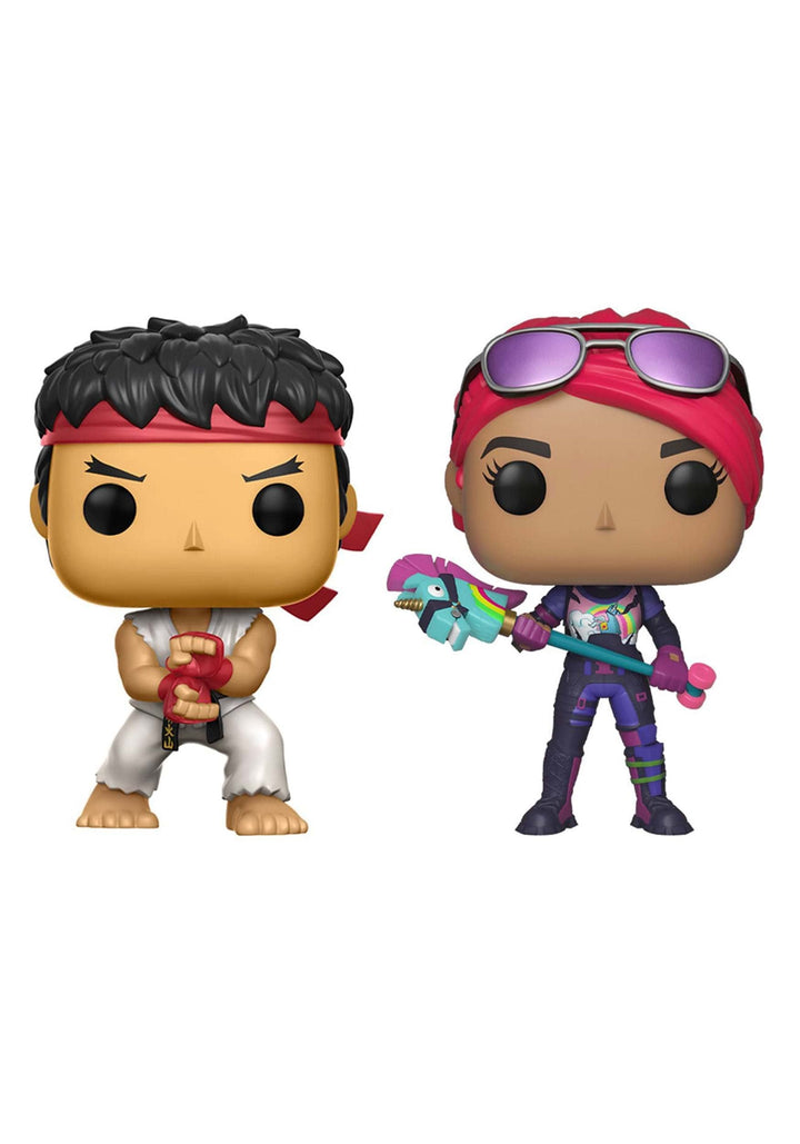 Funko Pop! Games: Fortnite - 2 Packung Ryu & Brite Bomber - Street Fighter - Vinyl-Sammelfigur - Ges