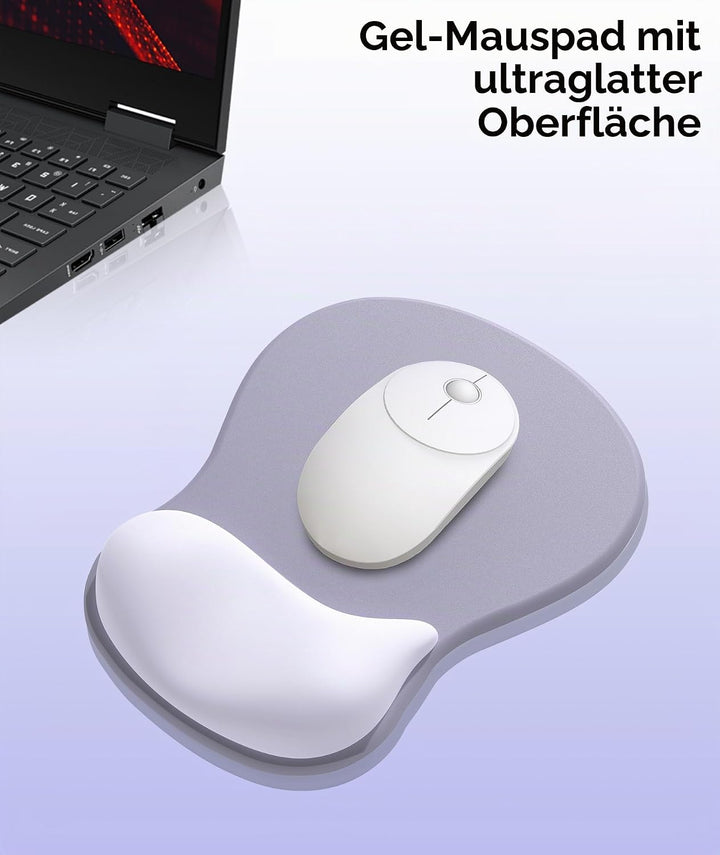 Mauspad mit Gelkissen,Ergonomisches Mousepad mit handauflage mit weichem Gelpolster,rutschfester Bas