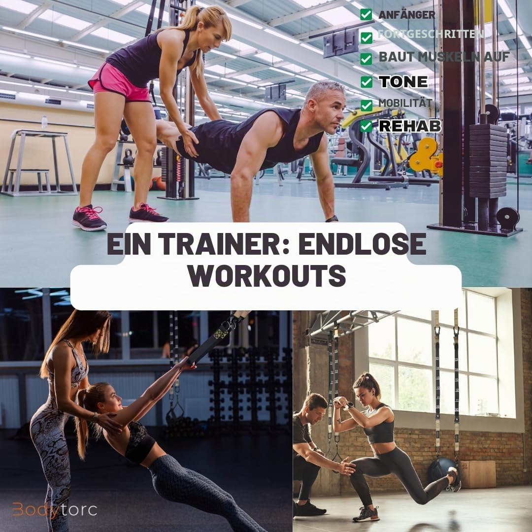 Suspension Trainer, Bodyweight Training Straps for Full Body Workouts at Home, Includes Door Anker,