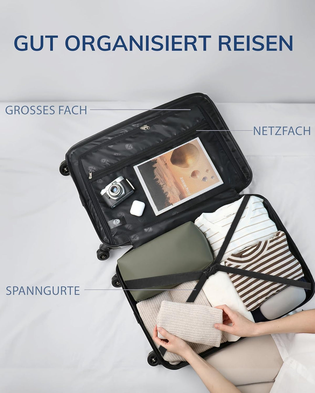 FERGÉ Kofferset 3 teilig Hartschale TSA-Zahlenschloss Cannes Reisekoffer Trolley-Set (Handgepäck, L,