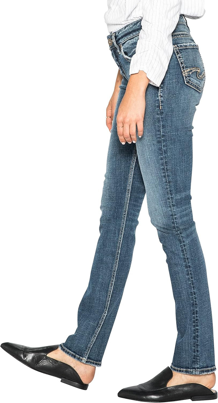 SILVER JEANS Damen Suki Mid Rise Slim Bootcut Plus Size Jeans 29W / 32L Mittlere Sandstrahlung, 29W
