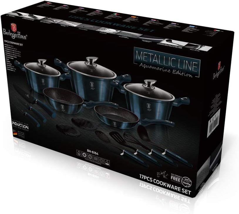 Berlinger Haus 17 Teile Kochgeschirr Set - Aquamarin Gross Aquamarin, Gross Aquamarin