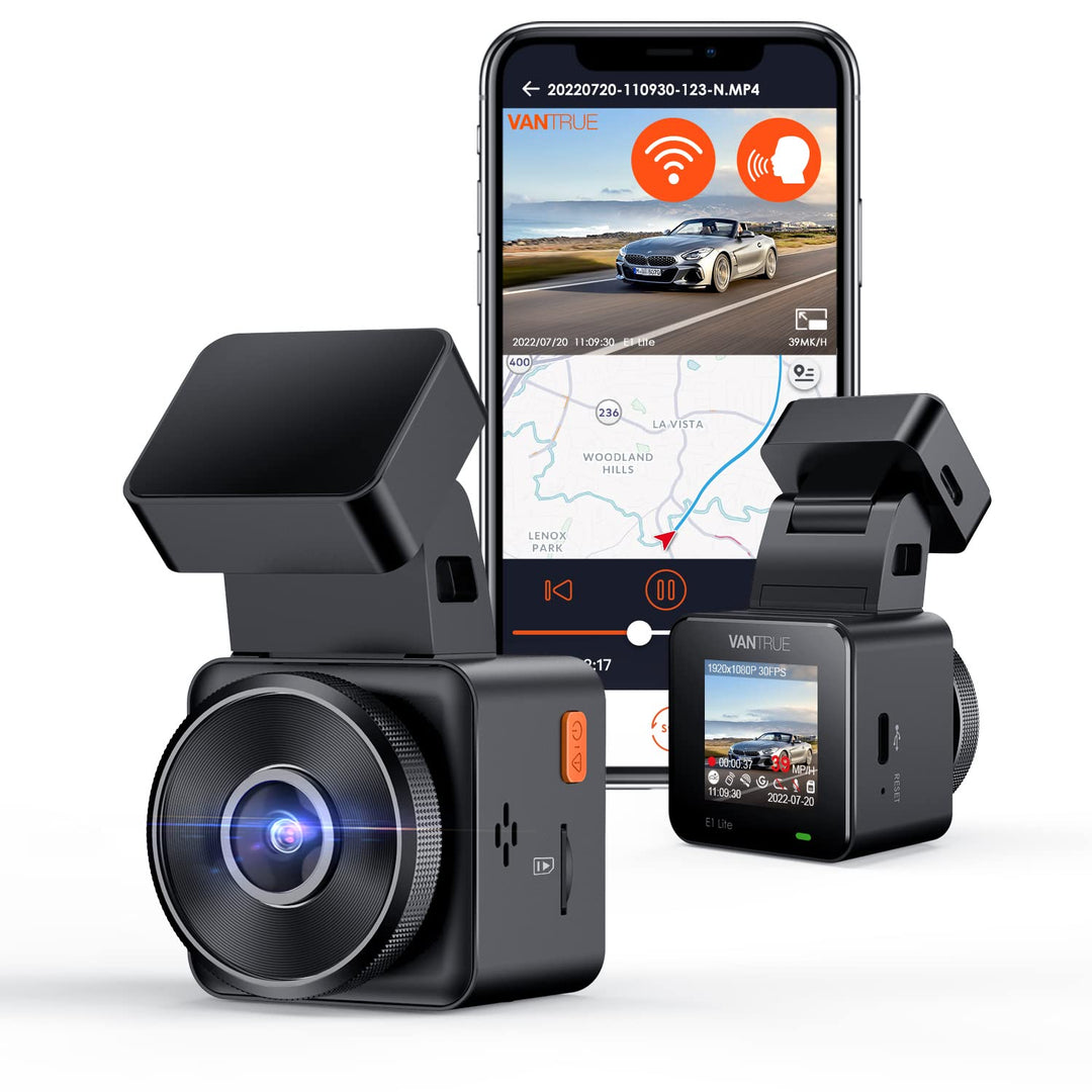 VANTRUE E1 lite Mini Dashcam WiFi vorne 1080P/30fps mit Sprachsteuerung, 1,54'' LCD Versteckte Dash