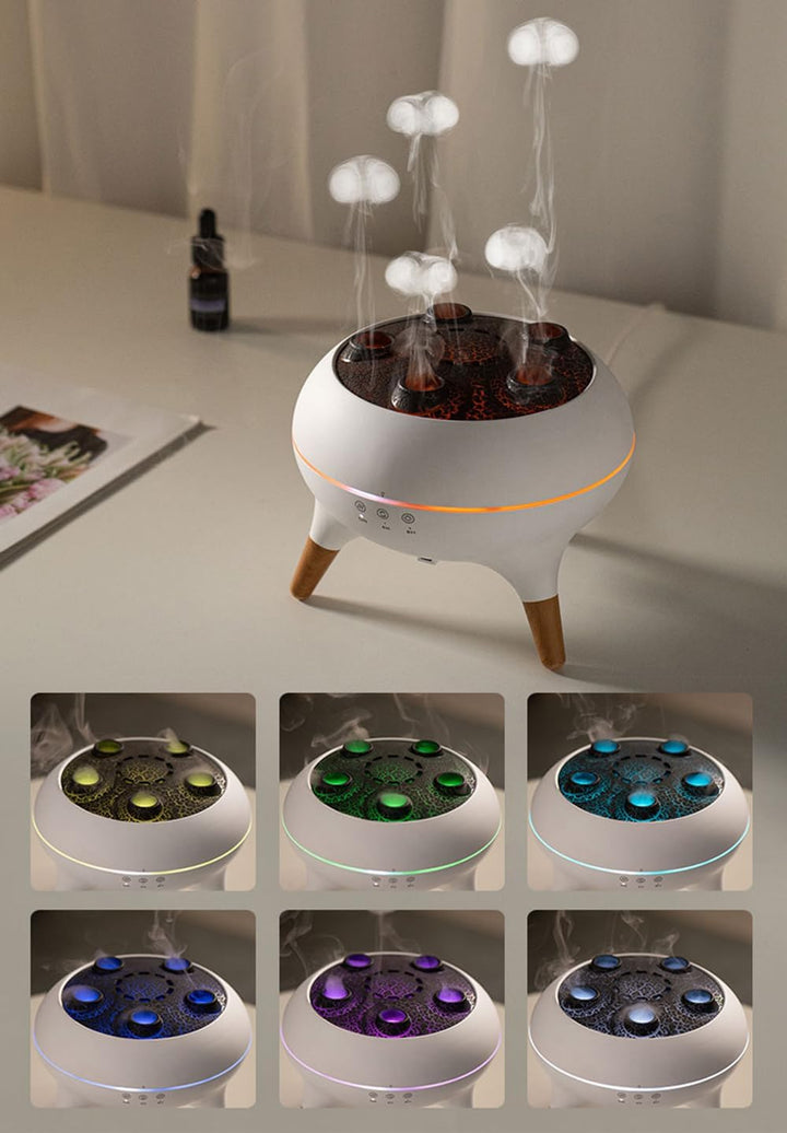 ThreeH 3-in-1 Quallen Diffuser Luftbefeuchter Mit 7 Farben Led Fernbedienung für Homeoffice Yoga Zim