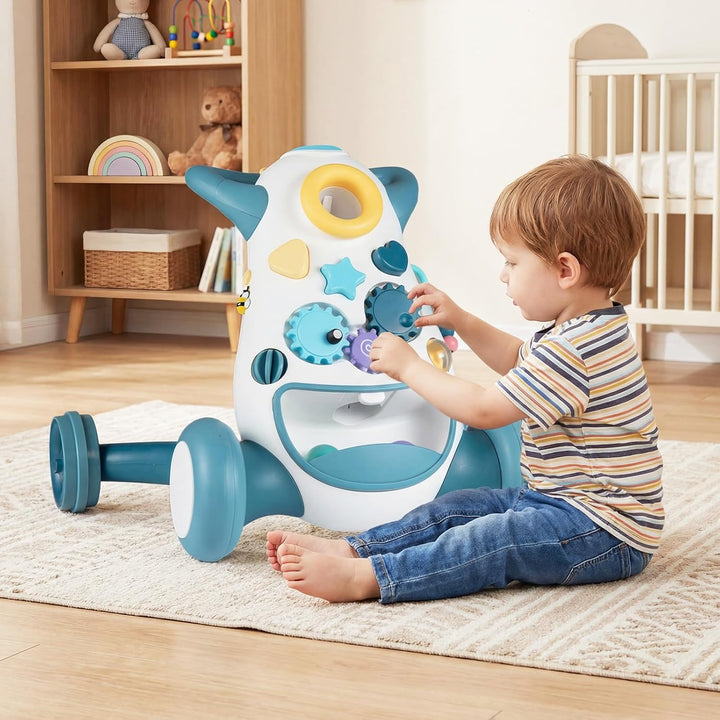 COSTWAY Lauflernwagen Baby, Lauflernhilfe mit Musik &amp; Licht, Laufhilfe mit Formensortierer, Zahnräde