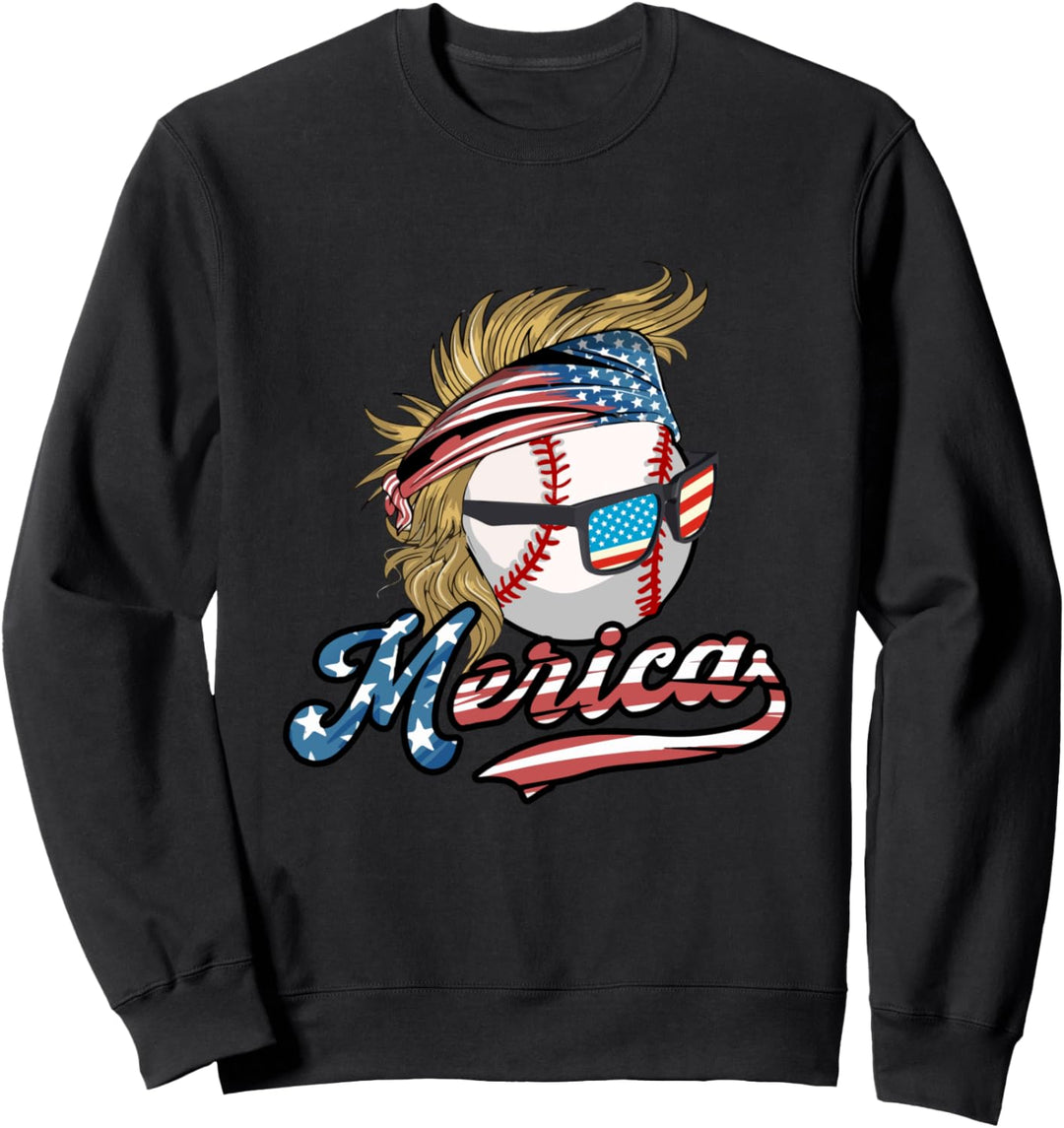 Baseball Mullet American Flag 4th Of July Cool Sweatshirt