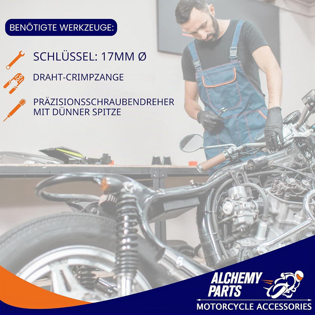 Alchemy Parts Chrom Motorrad Scheinwerfer 6.5 inch Durchmesser 12V 35W E-Geprüft