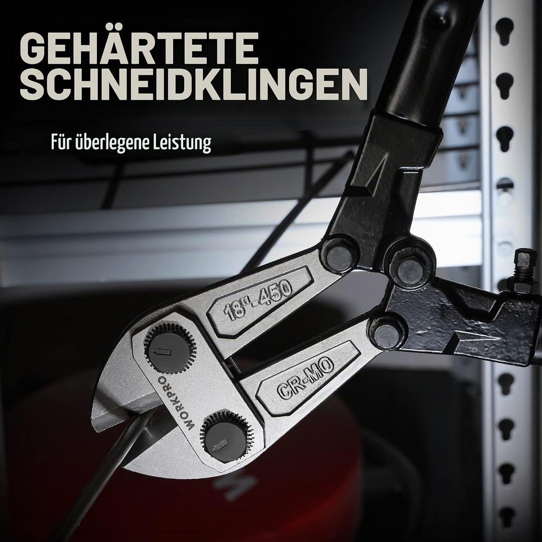 WORKPRO Bolzenschneider, Bi-Material-Griff mit weichem Gummigriff, 45,7 cm, Chrom-Molybdän-Stahlklin