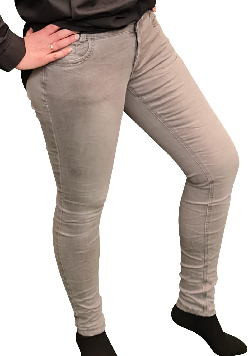 Buena Vista Damen Jeans Kim-Zip Stretch Denim (L, grau)