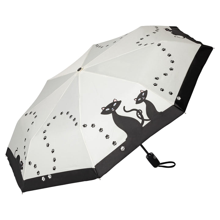 VON LILIENFELD Regenschirm Taschenschirm Schwarze Katzen Windfest Auf-Zu-Automatik Stabil Leicht Kom