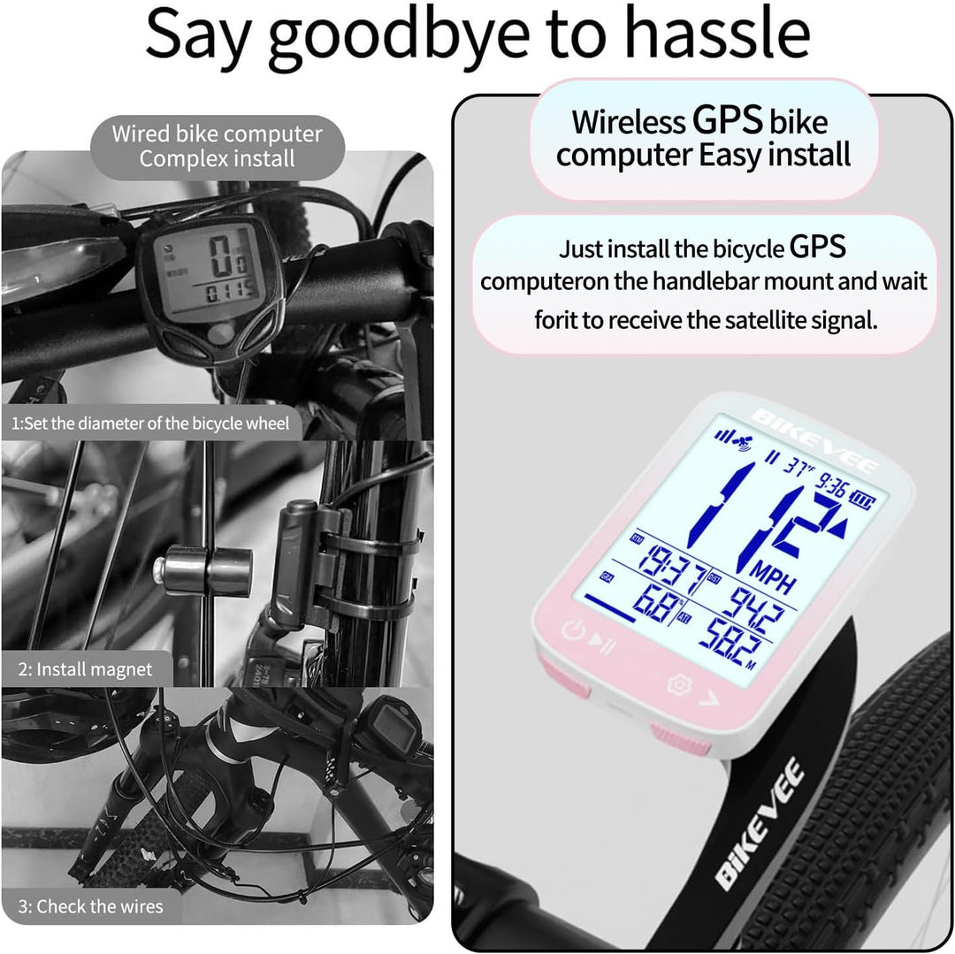 GPS Fahrradcomputer Kabellos Wasserdicht 2.4 Zoll FSTN Display IPX7 28h Akkulaufzeit Leichtes Fahrra
