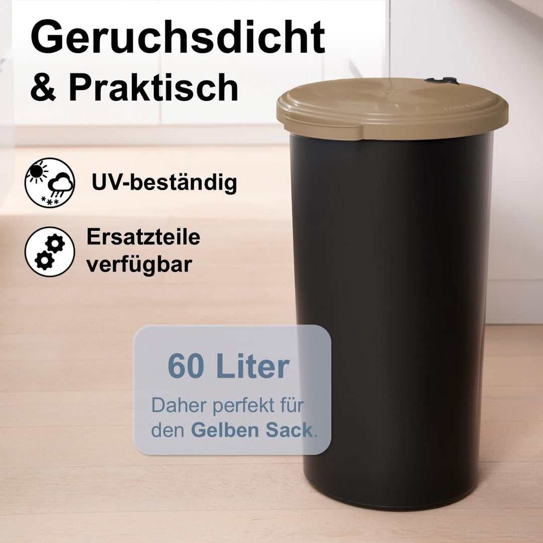 KUEFA VL 60l Müllsackständer, Mülleimer, Sammelbehälter mit Scharnierdeckel für den Gelben Sack, Pfa