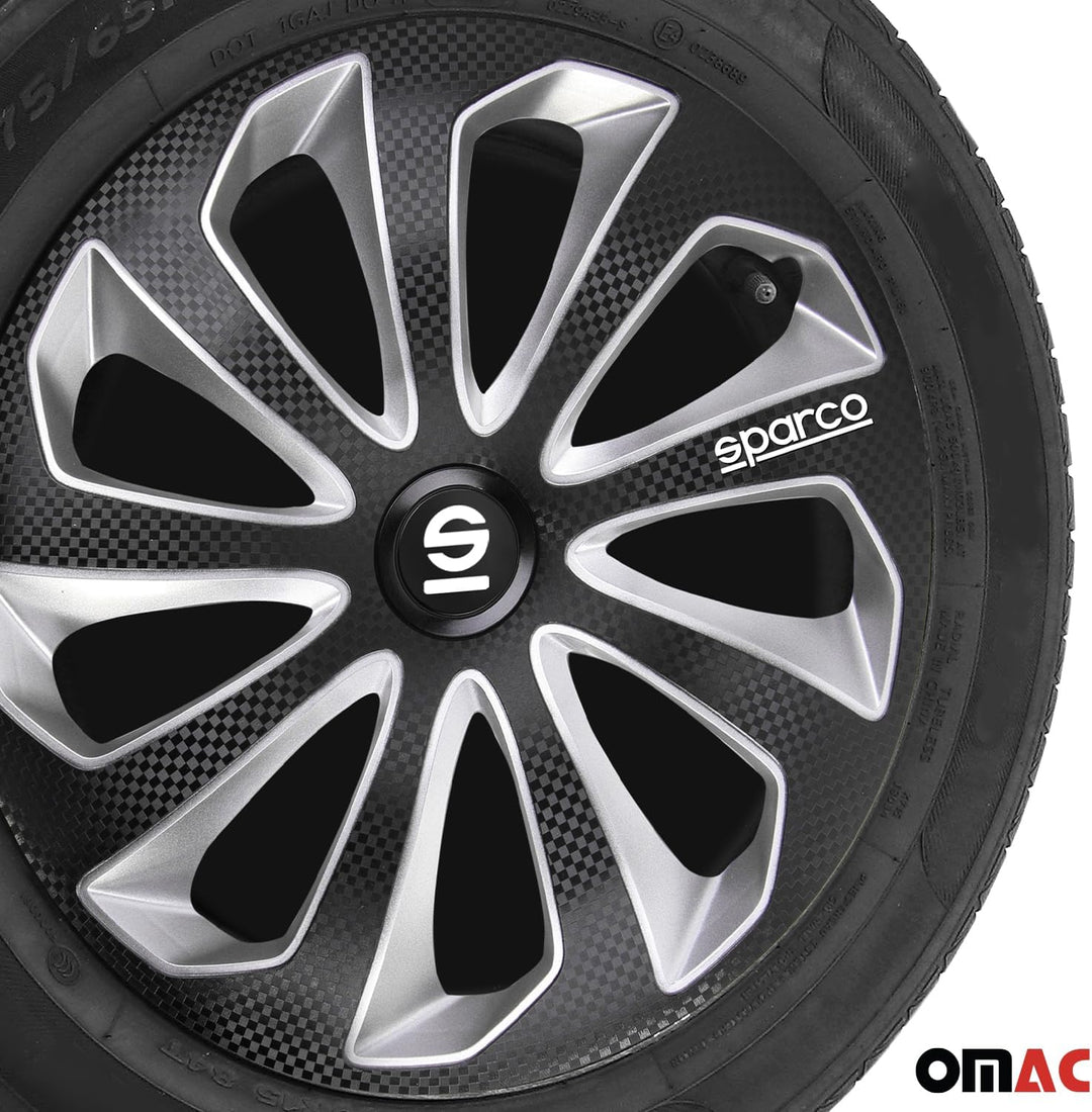 Satz Sparco Radzierblenden Sicilia 15-Zoll Schwarz/Silber/Karbon