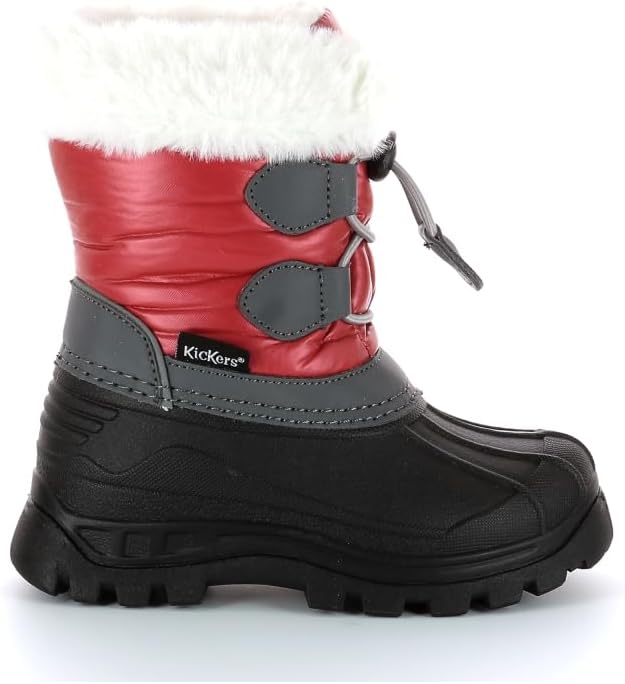 Kickers Unisex Kinder Sealsnow Schneestiefel 30 EU Rouge Noir Gris, 30 EU Rouge Noir Gris