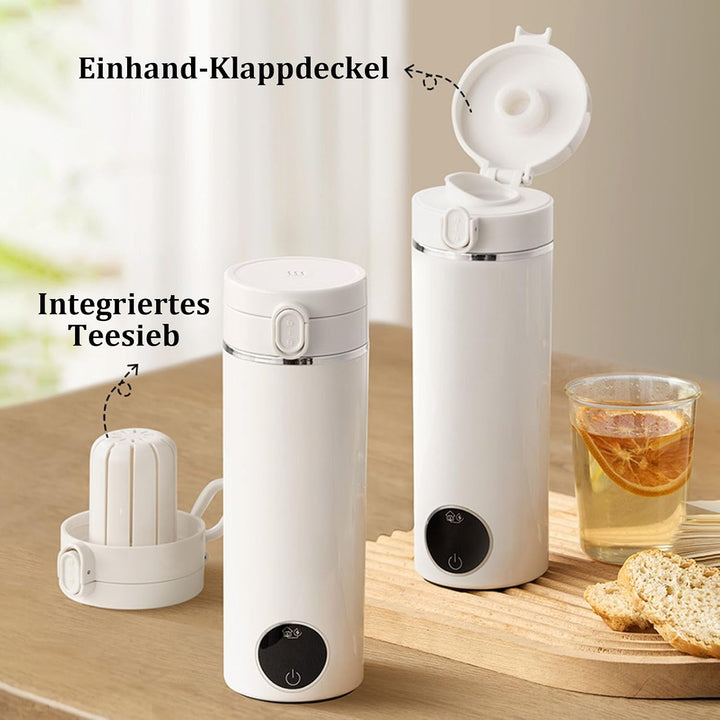 Tragbarer Reise-Wasserkocher 500 ml mit USB-C-Ladegerät, elektrischer Wasserkocher mit Tragegriff un